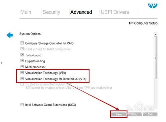 Aktifkan VT di Bios HP