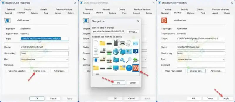 Mengubah Ikon Shortcut Shutdown