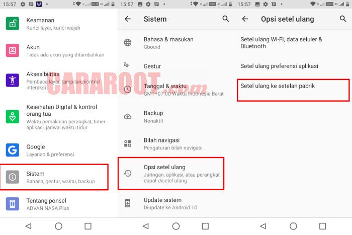 Cara Factory Reset Advan Via Pengaturan