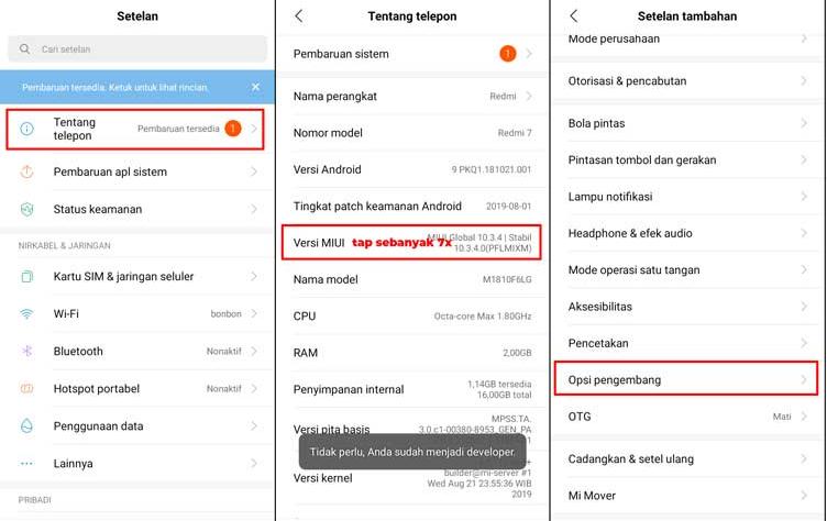 Cara Opsi Pengembang HP Xiaomi