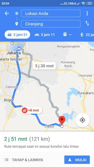 Menentukan lokasi tujuan Google Map