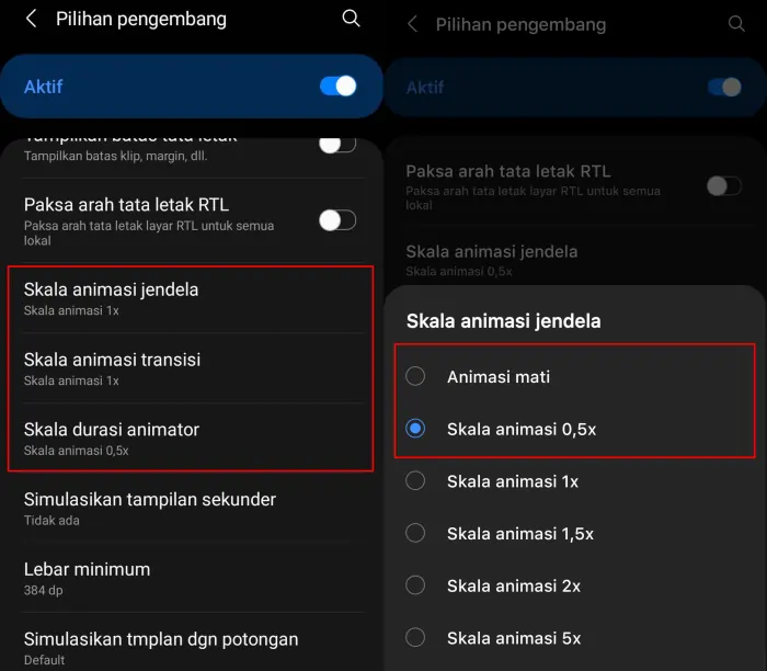 Mengubah Skala Animasi Samsung