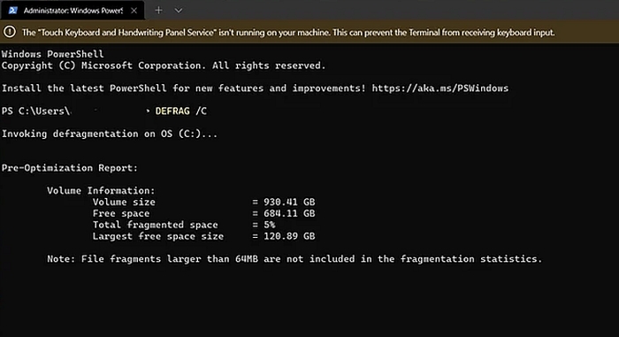 Defrag Windows 11 via Command Prompt