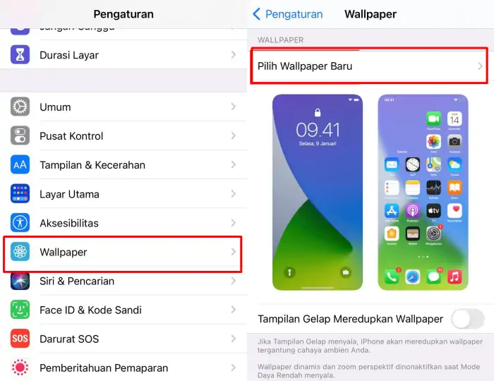 Pengaturan Wallpaper iPhone