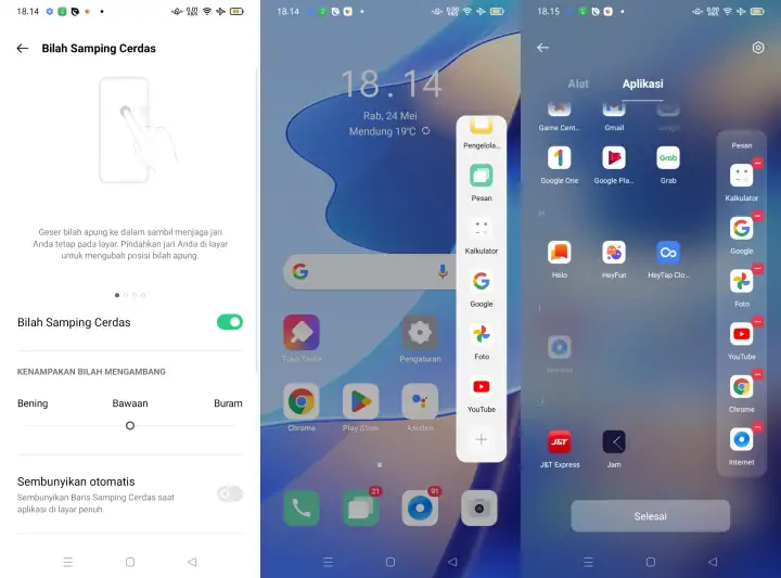 Jendela Mengambang menggunakan Smart Sidebar Oppo