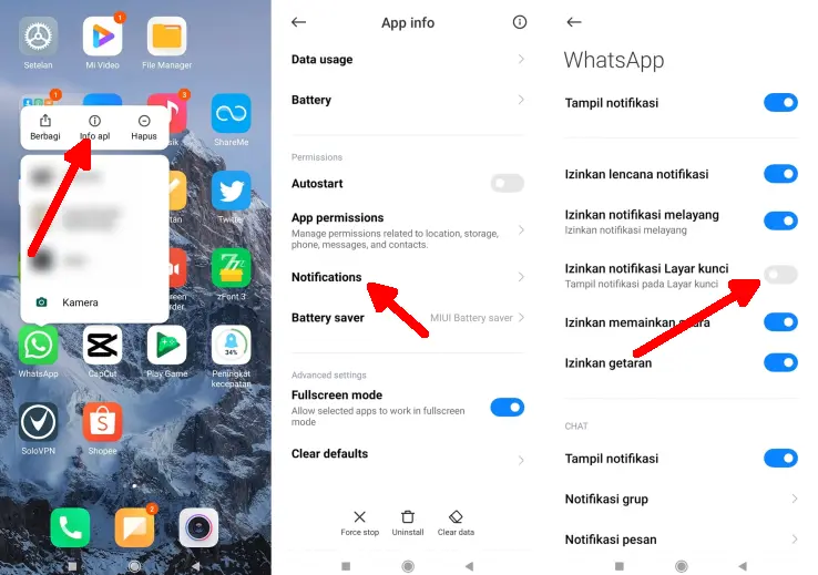 Menghilangkan Notifikasi Whatsapp di Lockscreen Xiaomi