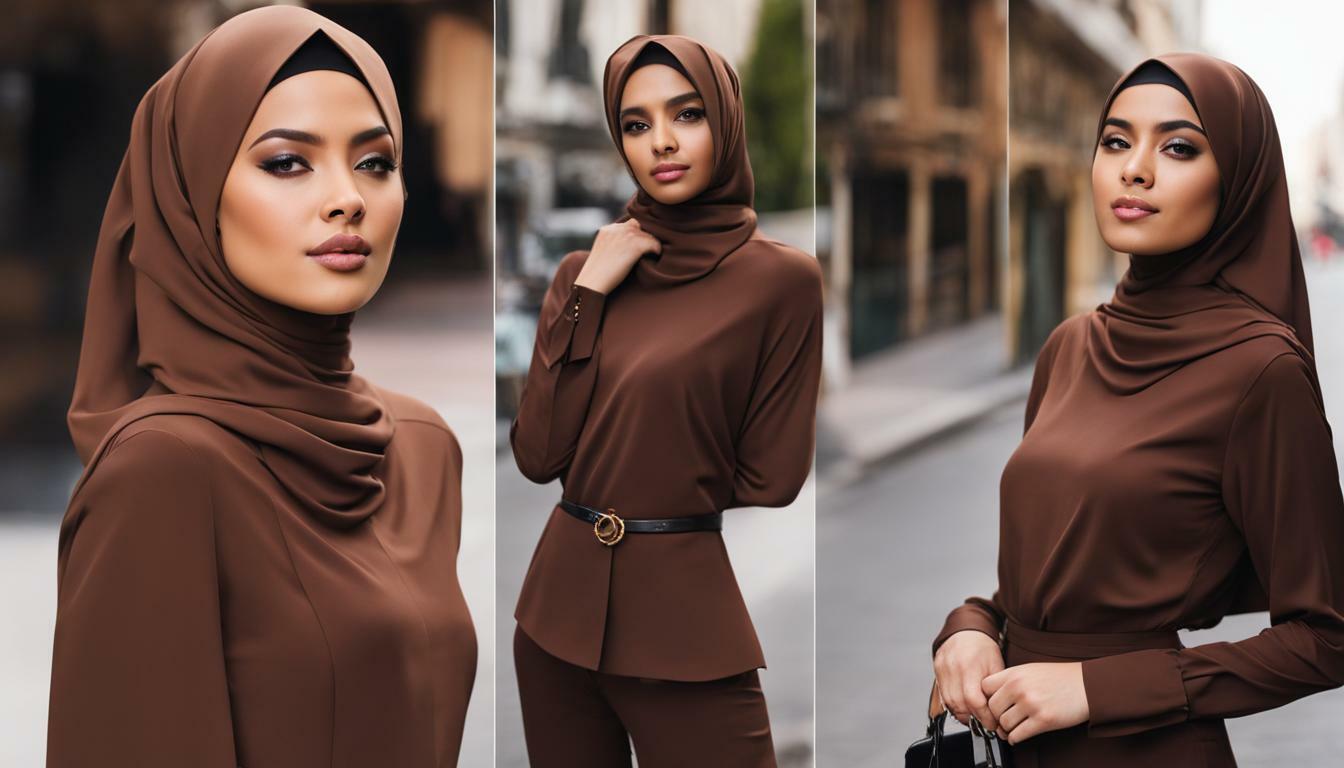 kombinasi warna baju coklat tua cocok dengan jilbab warna apa