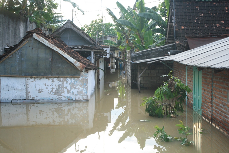 Kondisi banjir di desa tanggul banaran