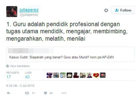 Julia Perez membela Guru Yang Dipenjara