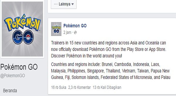 Pokemon GO resmi masuk Indonesia